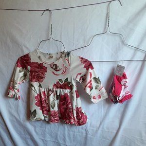 Caretoo Floral Top 18-24mos & 7Pr Ankle Socks NWT
